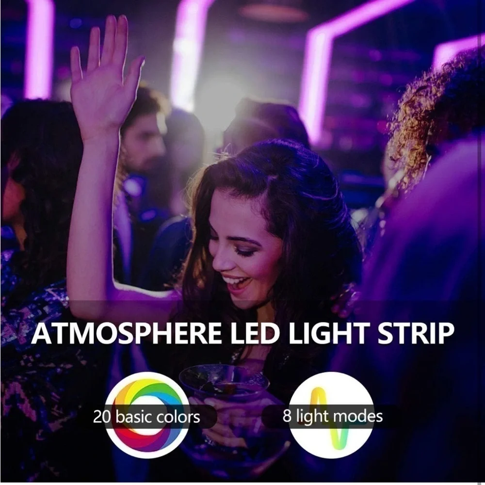 Brand New RGB LED Strip Lights Color Changing 32.8' 10m Remote 3M Adhesive Clips